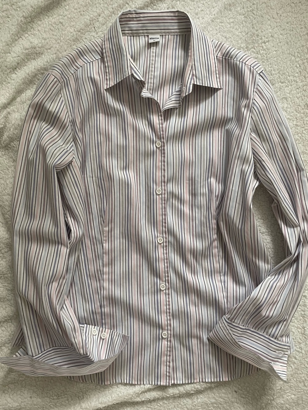 Eterna Blouse - White with Pink & Gray Stripes